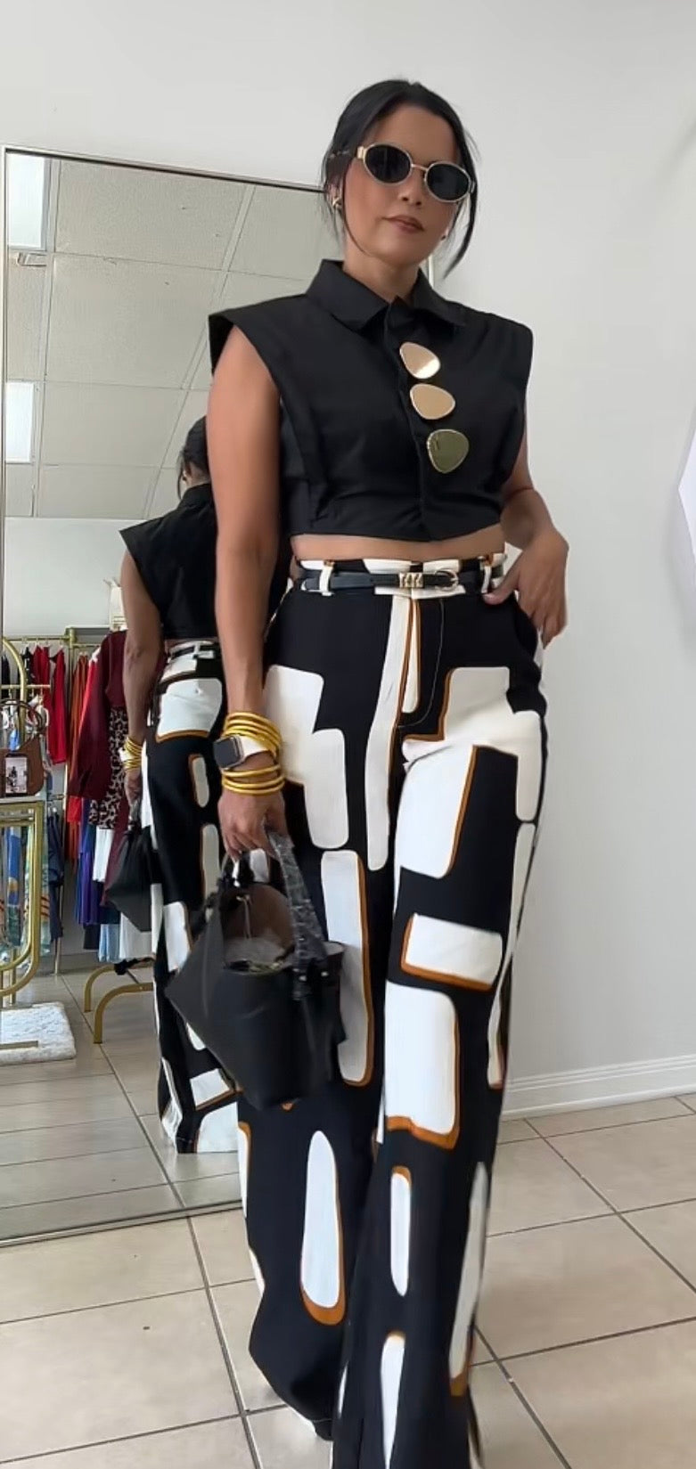 Embellished Sleeveless Top Black